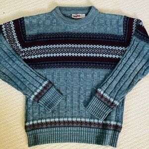 VTG Trent Fair Isle men's pullover sweater S LG (see measurements) Gray